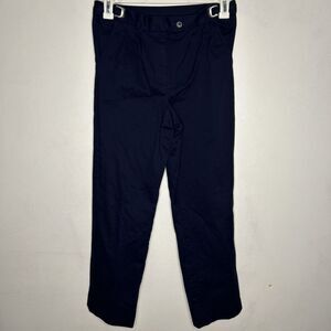 NORM THOMPSON Men's Navy Flat Front Poly Cotton Pants Adjustable Waist Size 6P